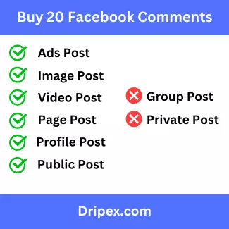 Buy 20 Facebook Comments ~ $20.00 – $120.00 USD