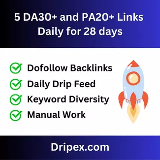5 DA30+ and PA20+ Links Daily for 28 days